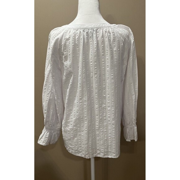 Tommy Bahama Womens Blouse S/P White Textured Stripes 100% Cotton Cottage Core - Picture 4 of 9